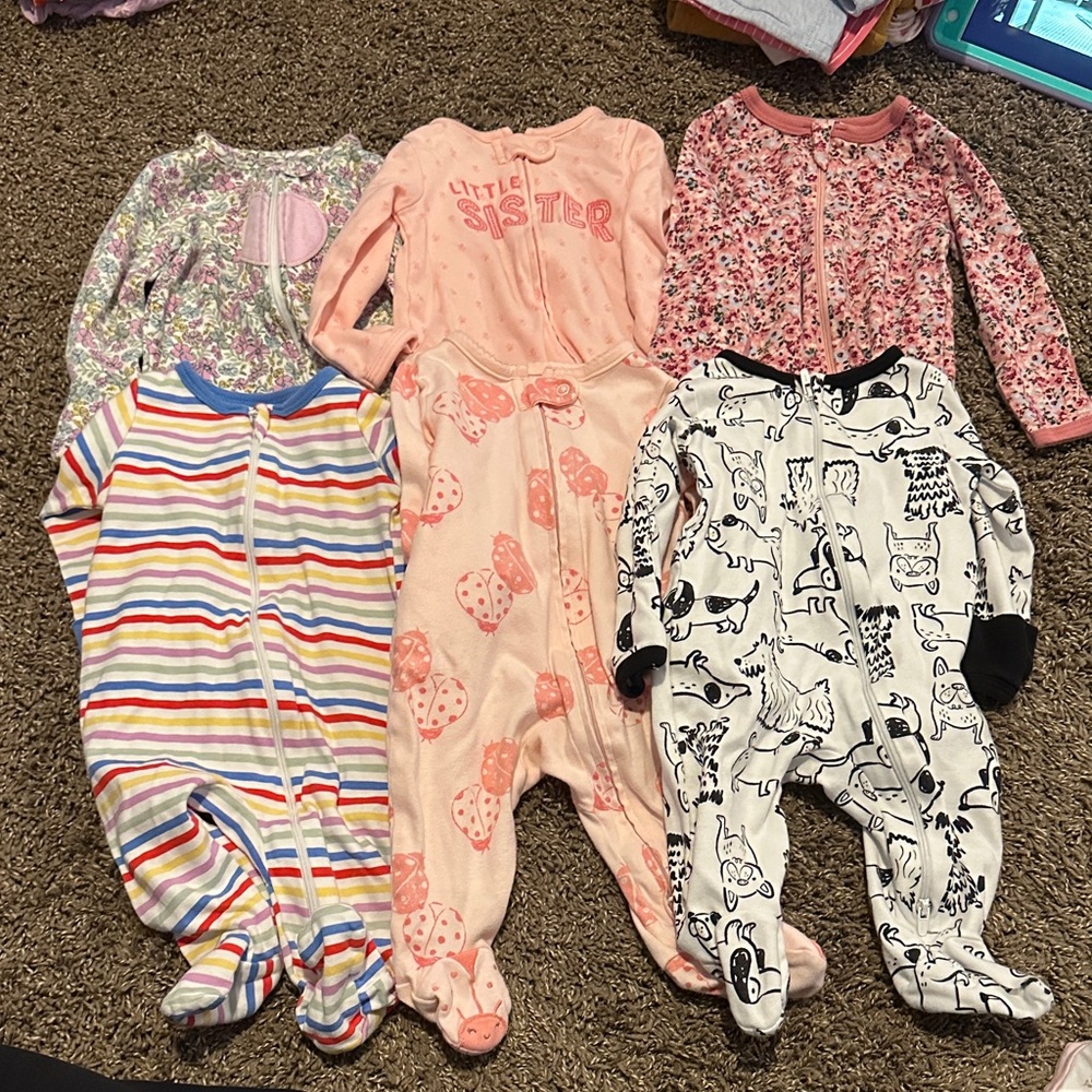 Pink and White Kids Footed Pajamas